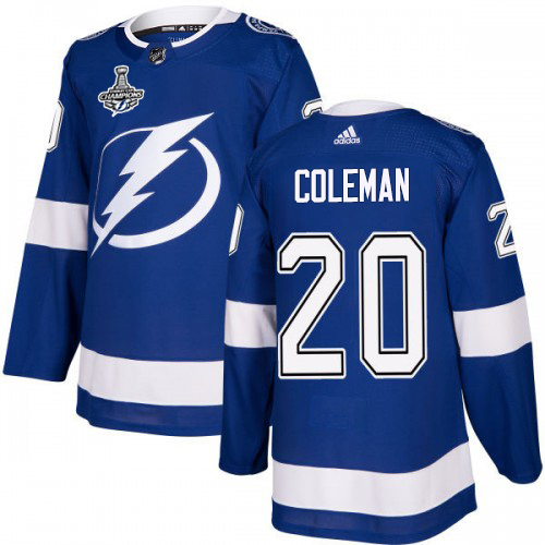 Adidas Tampa Bay Lightning Men #20 Blake Coleman Blue Home Authentic 2020 Stanley Cup Champions Stitched NHL Jersey->tampa bay lightning->NHL Jersey